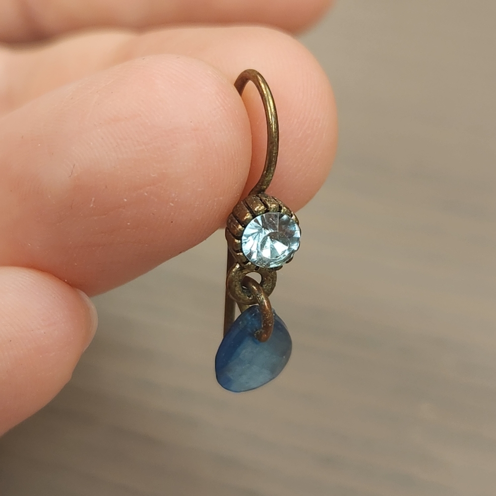 Teal, aqua, and antique gold drop earrings